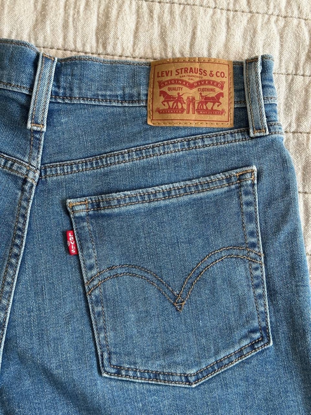 Levi's Light Blue Distressed Denim Shorts - Picture 3 of 4